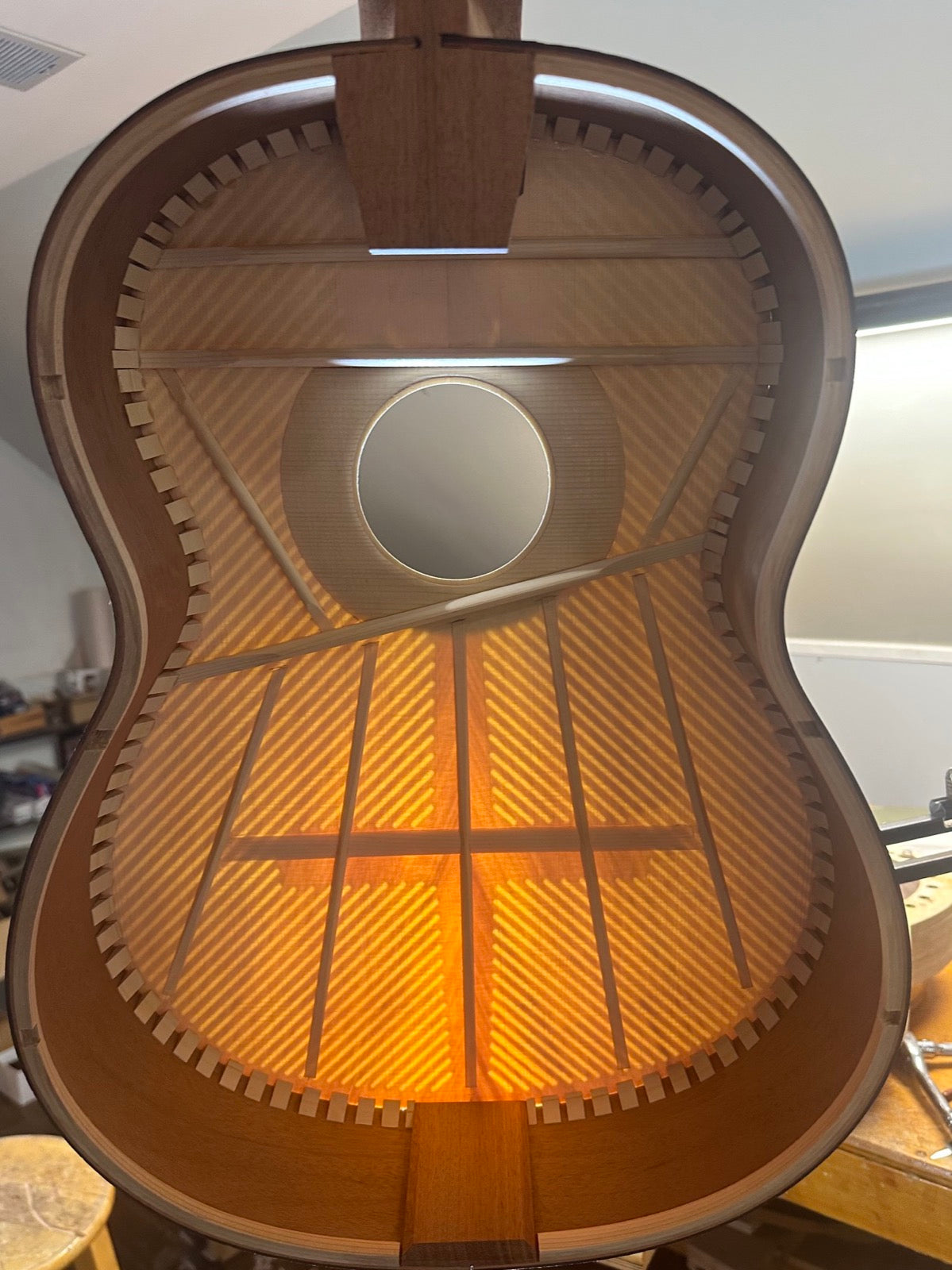Inside the body before the back goes on