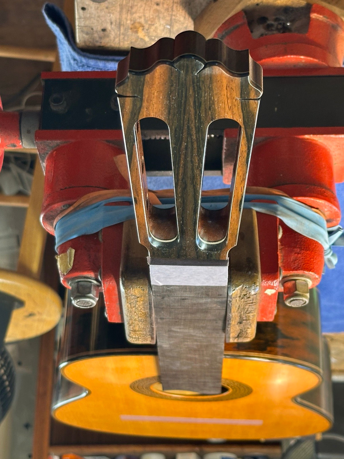 Fitting the slotted headstock