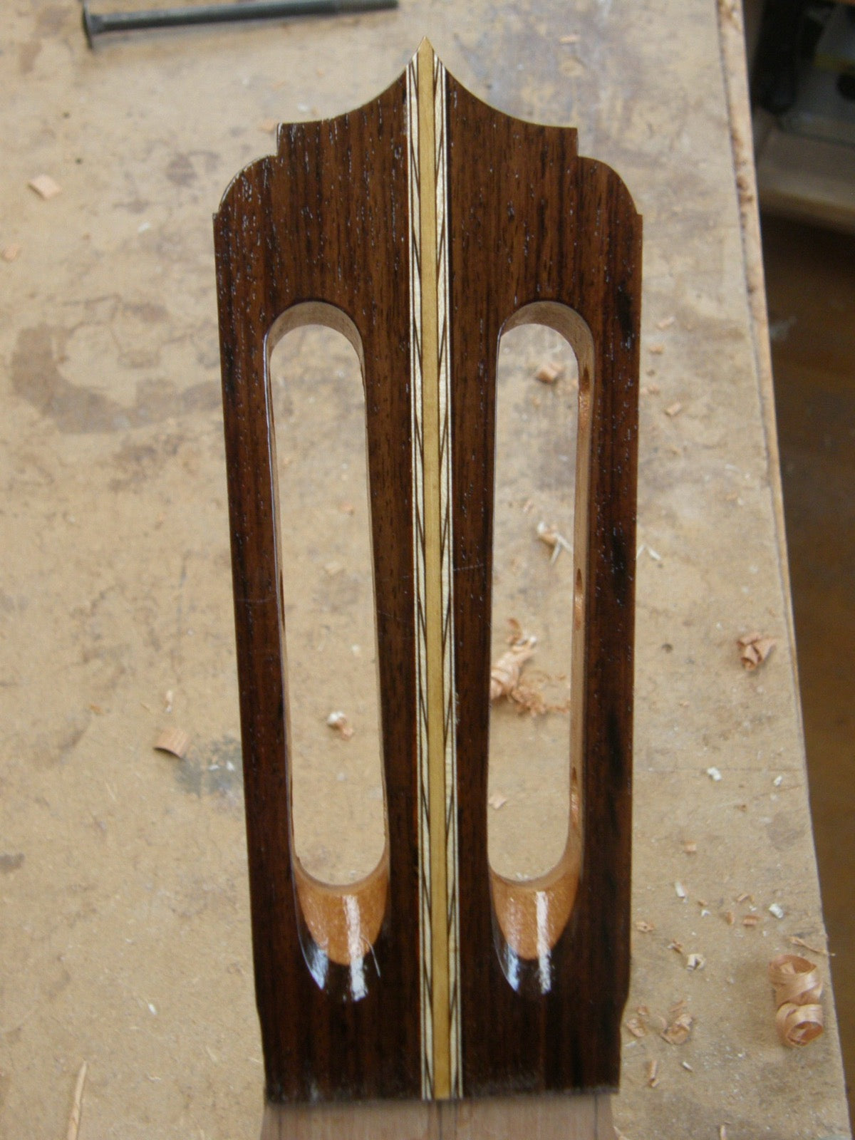 The slotted headstock with its inlaid spine